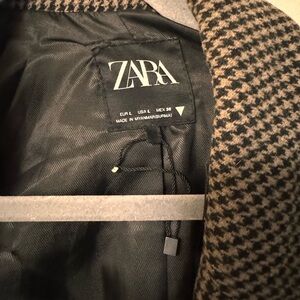 Zara Houndstooth Blazer Coat- Size large- NWOT